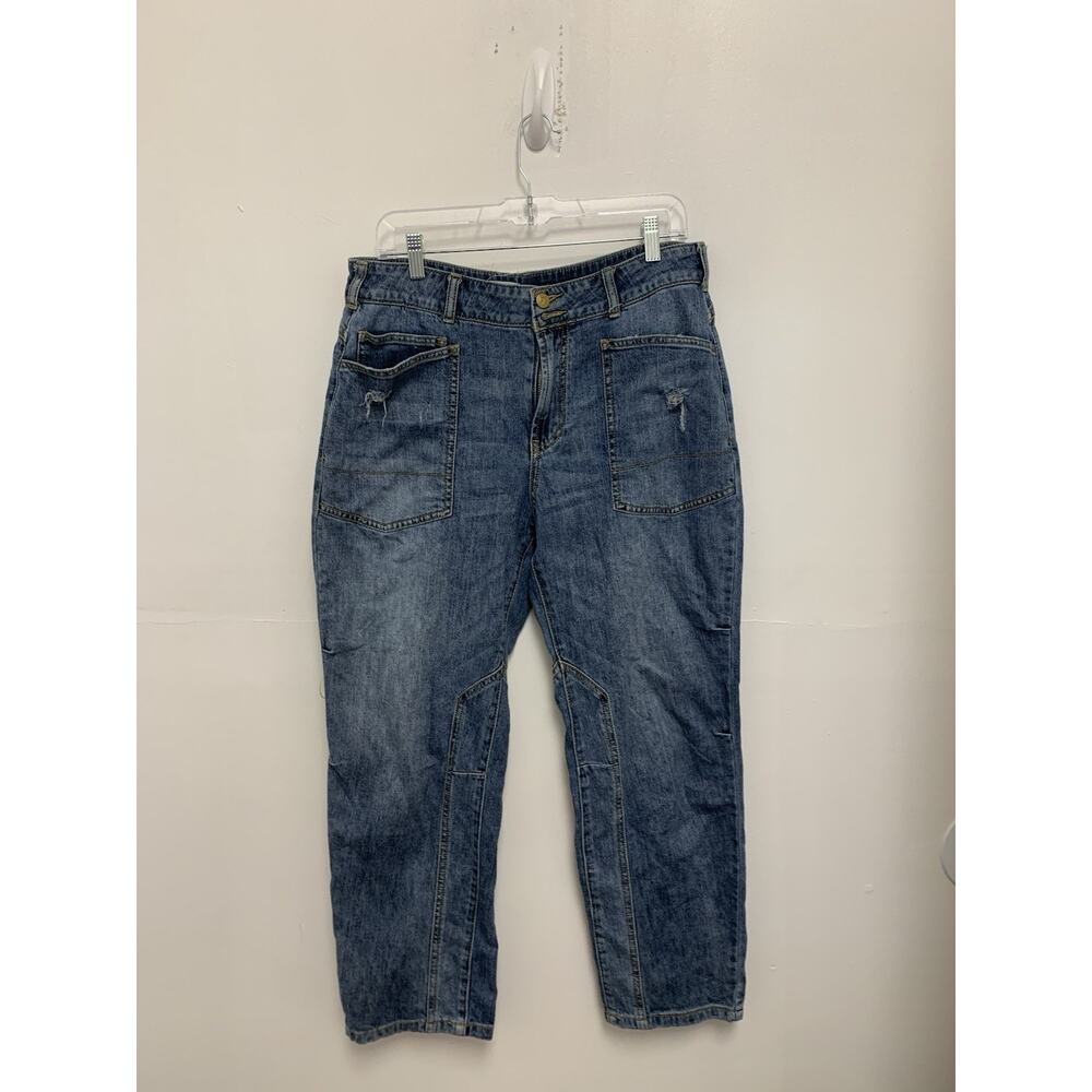 Pilcro The Wanderer Mid-Rise Relaxed Tapered Leg Jeans Rusty Blue Wash Sz 30
